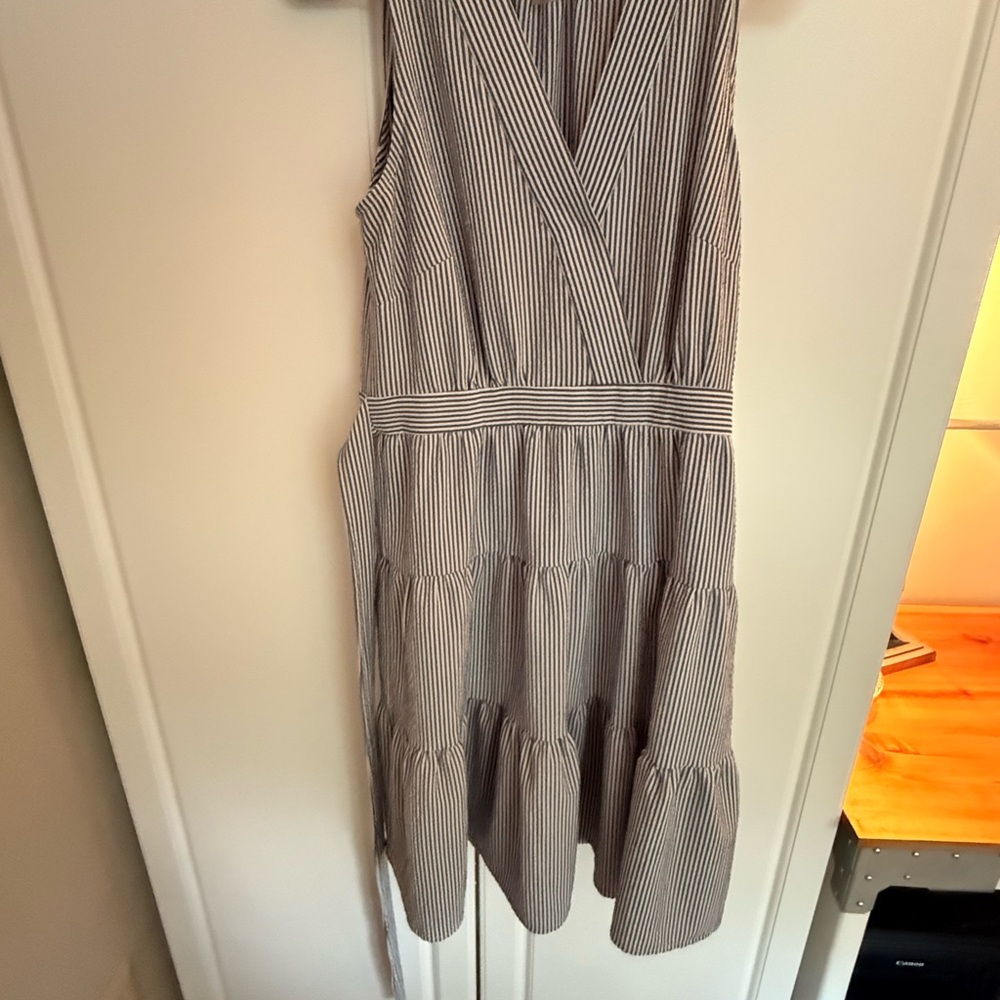 Tommy Hilfiger Navy and White Striped Midi Dress